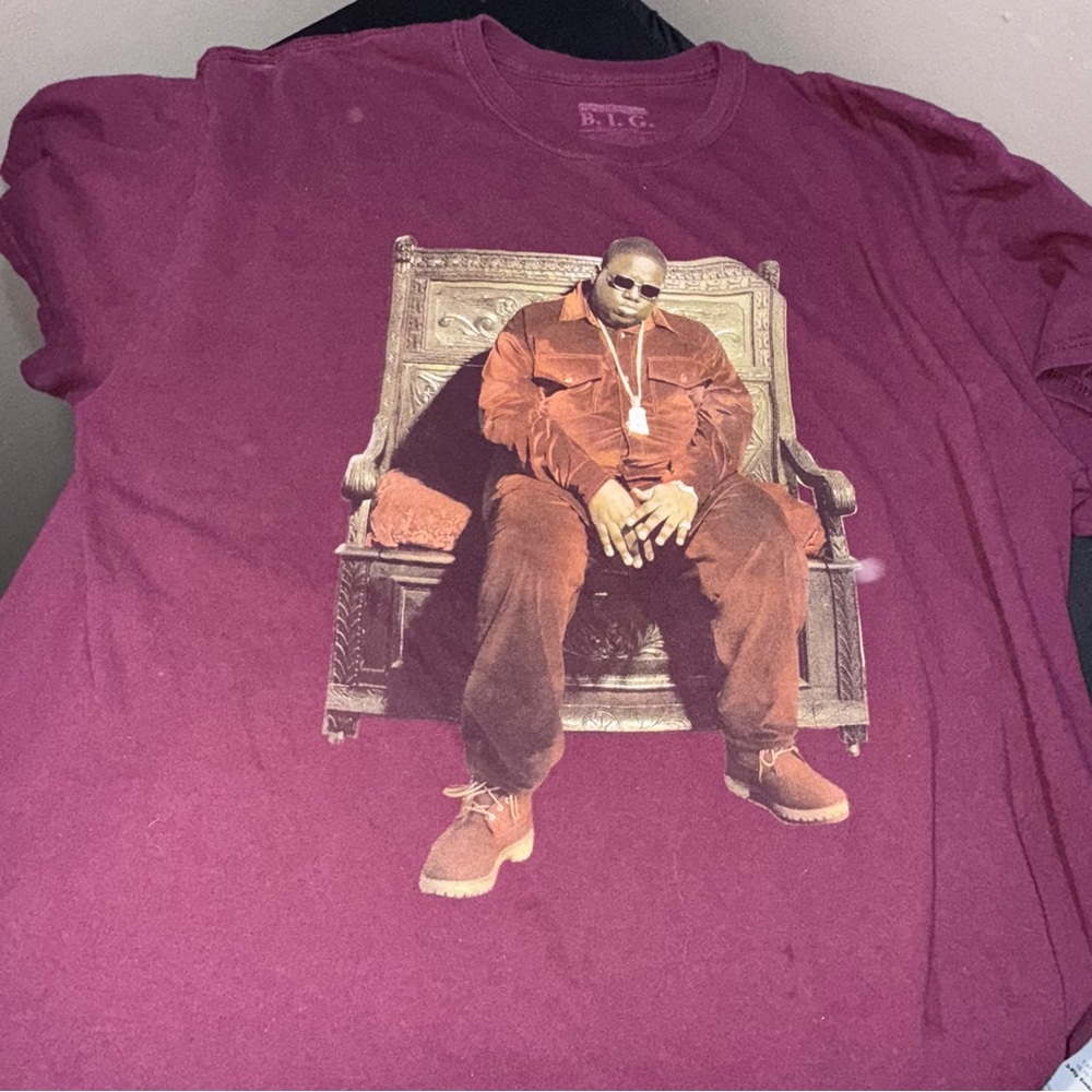 B.I.G. Notorious Big Graphic T Shirt Maroon XL The Notorious B.I.G. Rap Hip Hop‎ - Picture 2 of 4